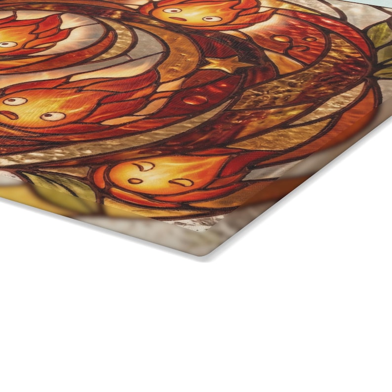 Howls Moving Castle Calcifer Fire Demon Glass Cutting Board Studio Ghibli Kitchen Decor Gift image 9