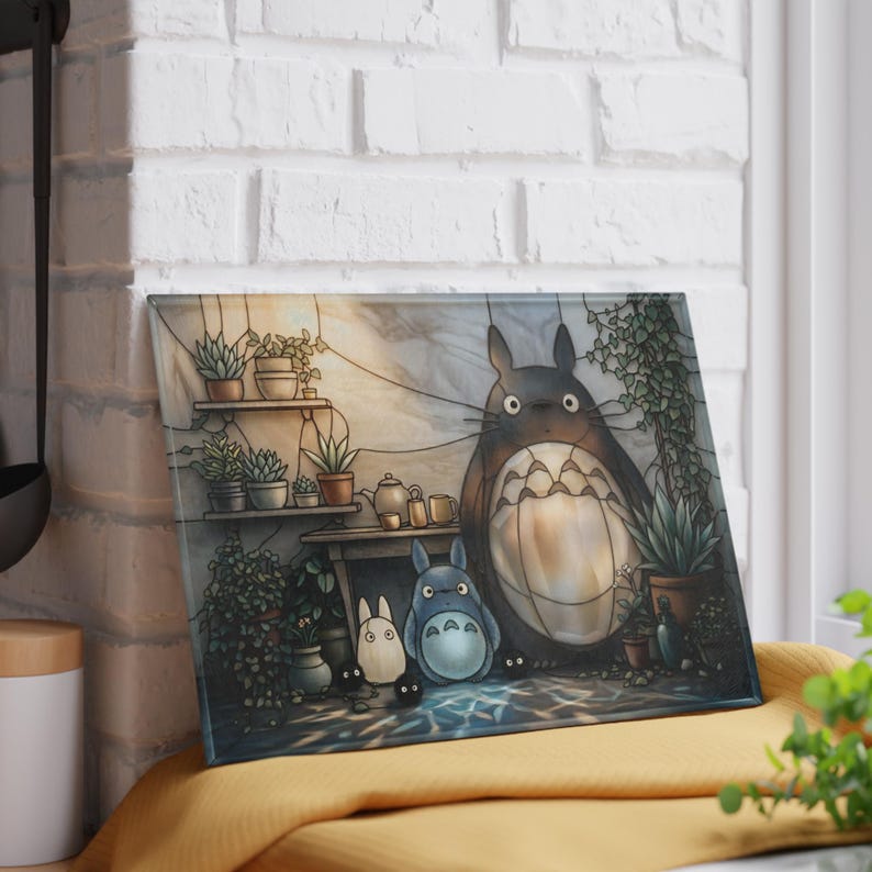 Totoro Forest Spirit Glass Cutting Board Studio Ghibli Kitchen Decor Gift image 4