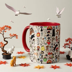 Inspired by Studio Ghibli Spirited Away Totoro Forest Spirit Ceramic Mug 11oz, 10 color Red