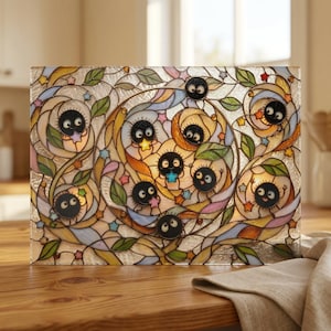 New Arrival! Spirited Away Soot Sprites Glass Cutting Board, Studio Ghibli Kitchen Decor Gift image 3
