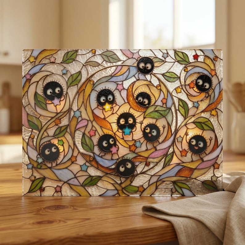 New Arrival! Spirited Away Soot Sprites Glass Cutting Board, Studio Ghibli Kitchen Decor Gift image 3