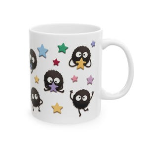 Soot Sprites Paper Art Mug, Spirited Away Inspired Ceramic Cup, Studio Ghibli Gift image 12