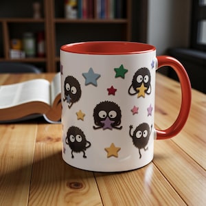 Taza de cerámica con diseño de duendes de hollín, inspirada en El viaje de Chihiro, regalo de Ghibli (325 ml, 444 ml) imagen 2