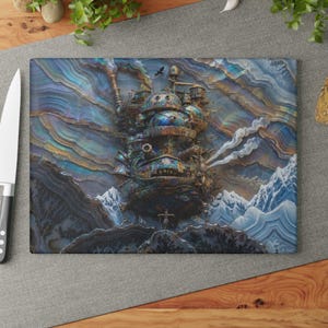 Howls Moving Castle Glazen snijplank Studio Ghibli Kitchen Decor Gift 11" x 15"