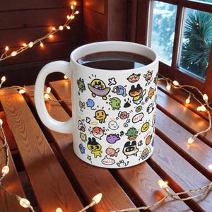 Tamagotchi Ceramic Mug 11oz, Kawaii Y2K Virtual Pet Coffee Cup image 4