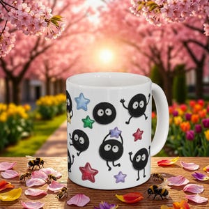Spirited Away Soot Sprites Mug, Studio Ghibli Anime Coffee Cup (11oz 15oz) image 1