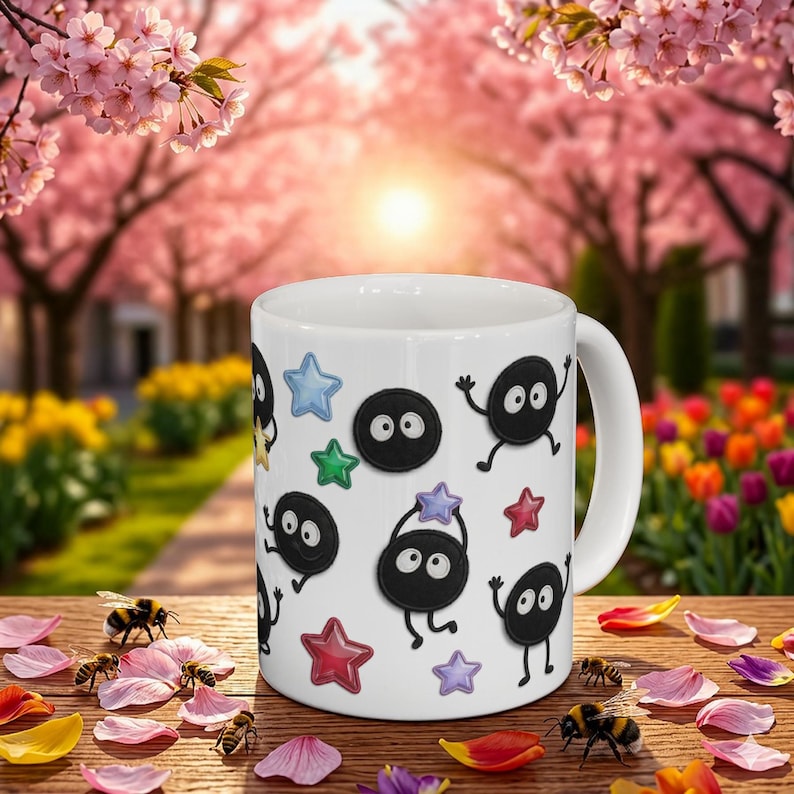 Spirited Away Soot Sprites Mug, Studio Ghibli Anime Coffee Cup (11oz 15oz) image 1