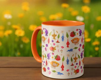 Inspired by Colorful Pikmin Pattern Mug | Ceramic Coffee Cup 11oz