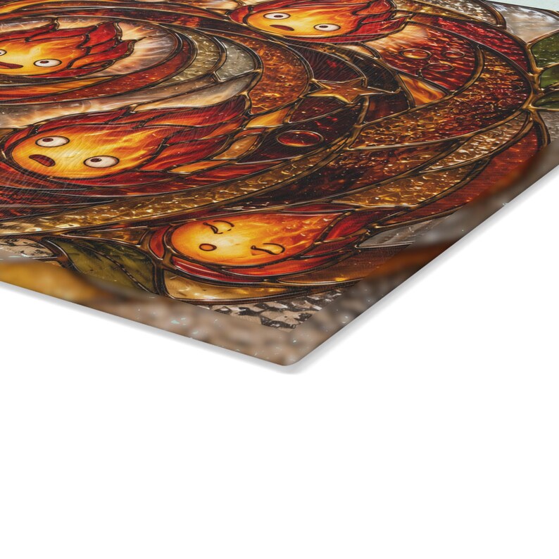 New Arrival! Howls Moving Castle Calcifer Glass Cutting Board Ghibli kitchenware image 11