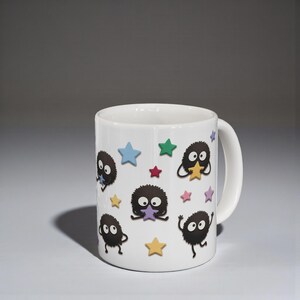 Soot Sprites Paper Art Mug, Spirited Away Inspired Ceramic Cup, Studio Ghibli Gift image 5