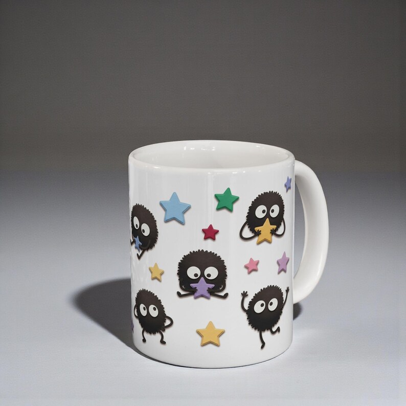 Soot Sprites Paper Art Mug, Spirited Away Inspired Ceramic Cup, Studio Ghibli Gift image 5
