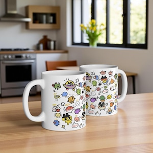 Tamagotchi Ceramic Mug 11oz, Kawaii Y2K Virtual Pet Coffee Cup image 11