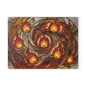 New Arrival! Howls Moving Castle Calcifer Glass Cutting Board Ghibli kitchenware image 9