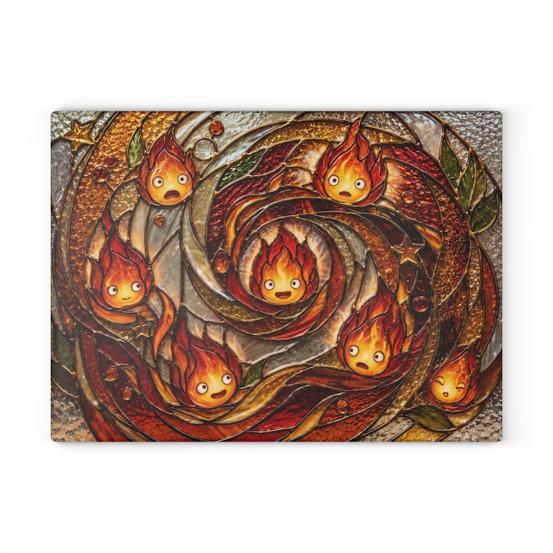 New Arrival! Howls Moving Castle Calcifer Glass Cutting Board Ghibli kitchenware image 9
