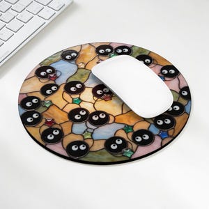 Soot Sprites Round Mouse Pad, Anime Desk Mat, Studio Ghibli fans Gift image 3