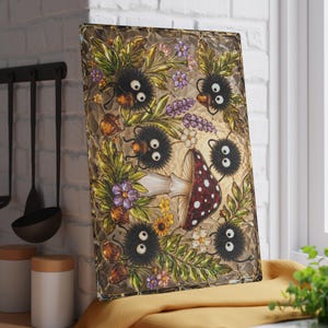 Spirited Away Soot Sprites Glass Cutting Board, Ghibli Kitchen Decor Gift image 6