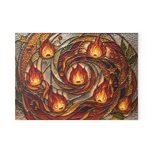 New Arrival! Howls Moving Castle Calcifer Glass Cutting Board Ghibli kitchenware image 10