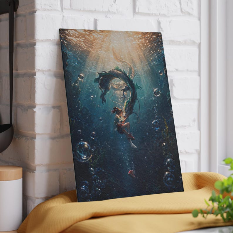 Tabla de cortar de cristal Haku Chihiro de El viaje de Chihiro de Studio Ghibli, ideal para la cocina. 8" x 11"