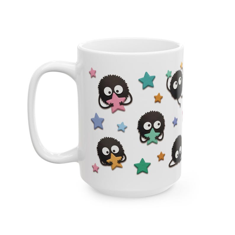Soot Sprites Paper Art Mug, Spirited Away Inspired Ceramic Cup, Studio Ghibli Gift image 15