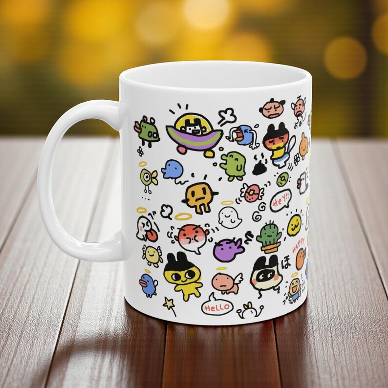 Tamagotchi Ceramic Mug 11oz, Kawaii Y2K Virtual Pet Coffee Cup image 15