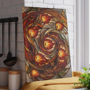 New Arrival! Howls Moving Castle Calcifer Glass Cutting Board Ghibli kitchenware image 5