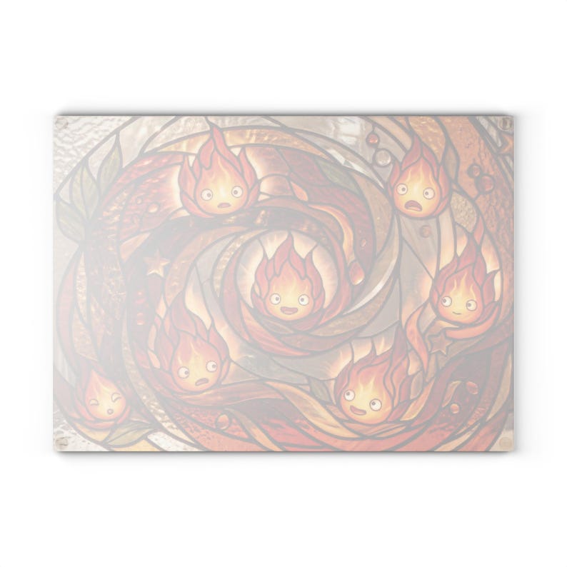 Howls Moving Castle Calcifer Fire Demon Glass Cutting Board Studio Ghibli Kitchen Decor Gift image 10