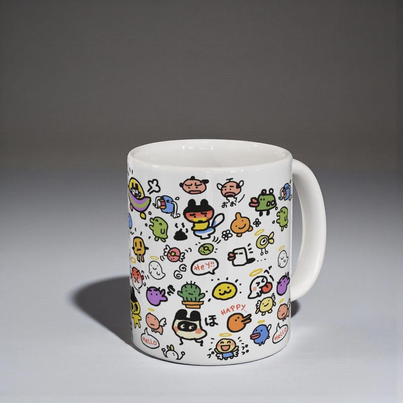 Tamagotchi Ceramic Mug 11oz, Kawaii Y2K Virtual Pet Coffee Cup image 10