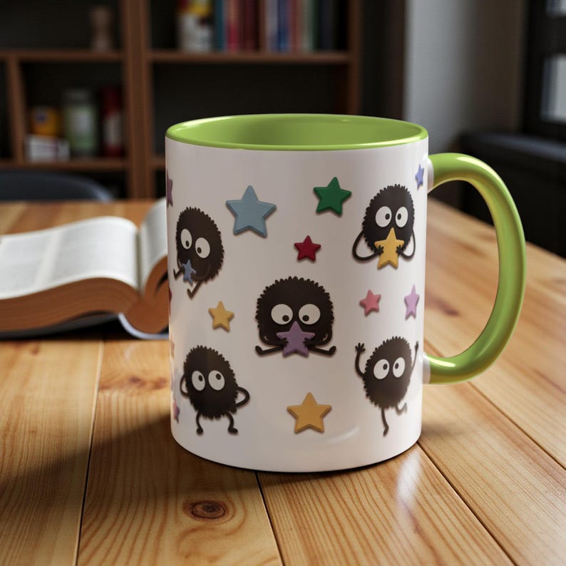 Taza de cerámica con diseño de duendes de hollín, inspirada en El viaje de Chihiro, regalo de Ghibli (325 ml, 444 ml) imagen 5