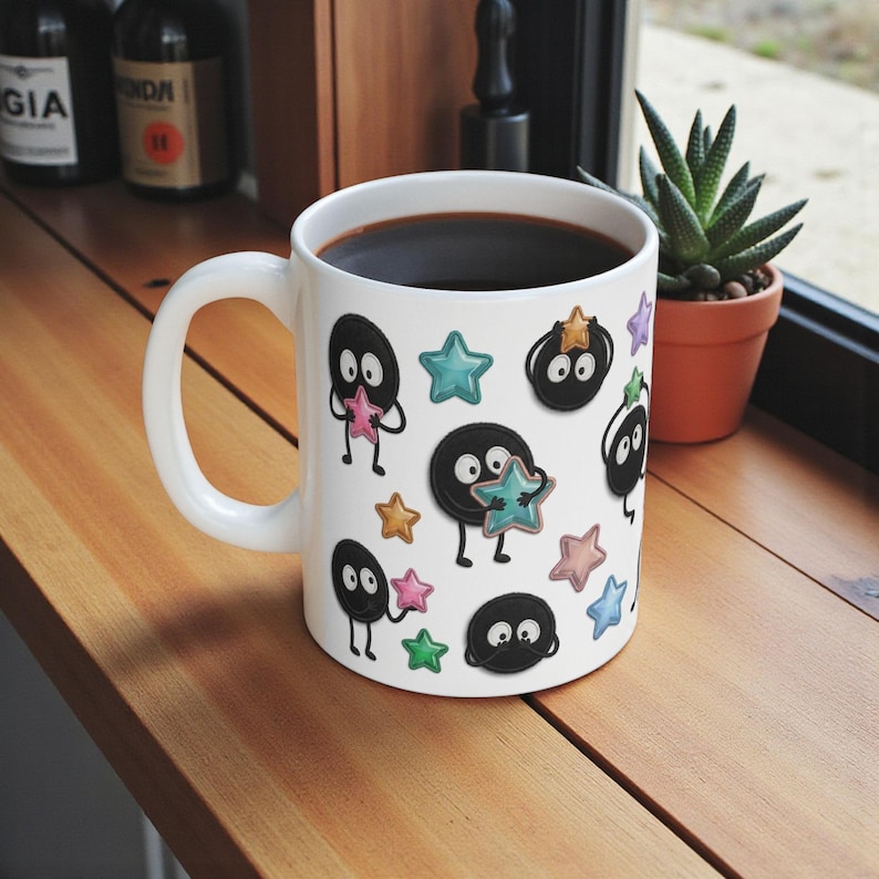 Spirited Away Soot Sprites Mug, Studio Ghibli Anime Coffee Cup (11oz 15oz) image 6