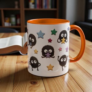 Taza de cerámica con diseño de duendes de hollín, inspirada en El viaje de Chihiro, regalo de Ghibli (325 ml, 444 ml) imagen 3