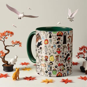 Inspired by Studio Ghibli Spirited Away Totoro Forest Spirit Ceramic Mug 11oz, 10 color Green