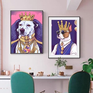 Ensemble d'affiches Neon Beasts Pop Art chiens - deux PDF CMJN prêts à imprimer - oeuvre d'art murale professionnelle - 50 x 50 cm - décoration canine rétro vibrante