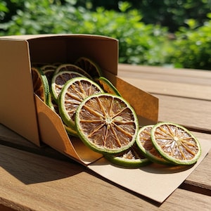 Natural Dried Green Lime Slices, 40 Count Pack, Vegan Friendly, for Tea, Cocktails, and Artisan Gifts or Table Decor