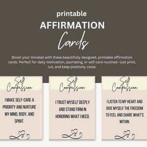 Tarjetas de afirmación de amor propio, baraja de afirmaciones imprimible, tarjetas de afirmación de manifestación, tablero de visión imprimible, afirmación digital