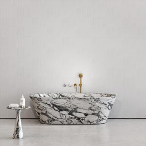 DCStonework | Muse Arabescato Marble Bathtub | Hand-Finished Oval Tub | Custom Luxury Stone | Honed Finish | 170 cm