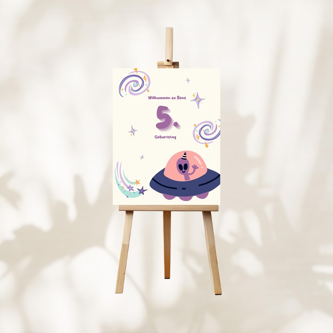 Alien Welcome Sign for Kids' Birthday Parties – Customizable Canva ...