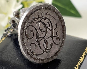 Antike georgische Stahl Intaglio Fob Anhänger. 18th Century Wachssiegel Anhänger mit Gravur.