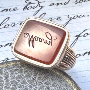 Antique Georgian 9ct Gold-Cased Carnelian Intaglio Seal Fob Engraved &quot;Mary&quot;. Large Neoclassical Victorian Fob Pendant. Antique Wax Seal