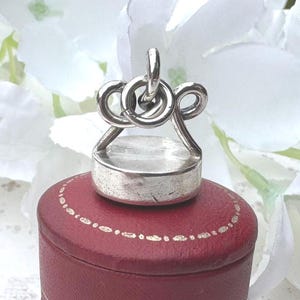 Antique Georgian Silver Eternity Knot Seal Fob Pendant. Lady&#39;s Dainty Intaglio Wax Seal Monogram Pendant. Silver Scroll Bloodstone Pendant.