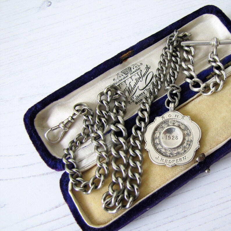 Antique Double Albert Sterling Silver Pocket Watch Chain & Etsy