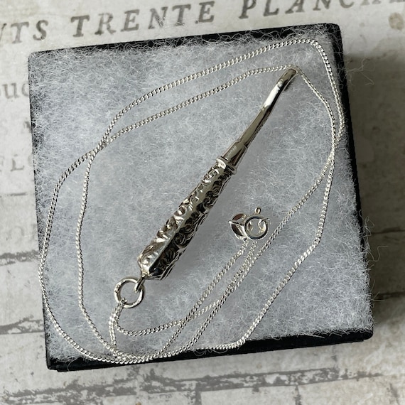 Victorian Sterling Silver Button Hook Pendant: An… - image 9