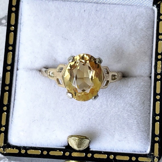 Antique Art Deco 9ct Gold Scottish Citrine Solita… - image 4