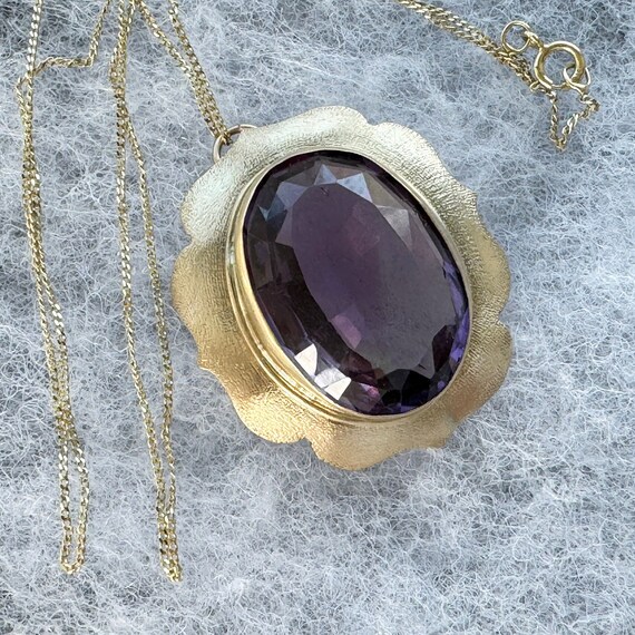 Vintage 9ct Gold 19.50ct Amethyst Solitaire Penda… - image 6