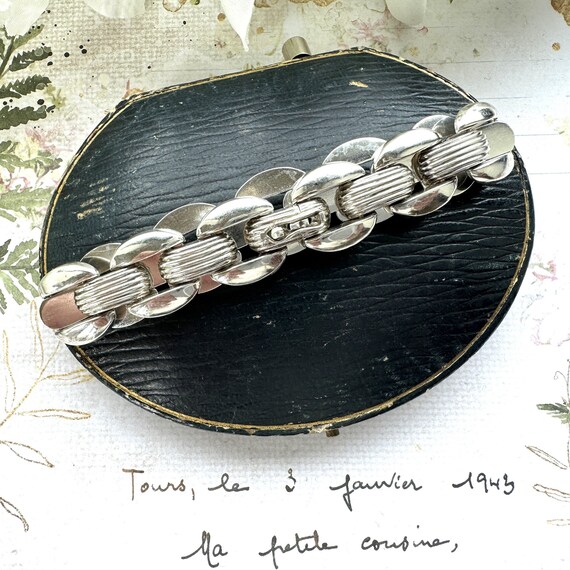 Vintage Art Deco Sterling Silver Tank Bracelet. A… - image 3