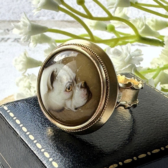 Victorian 18ct Gold English Bulldog Portrait Mini… - image 4