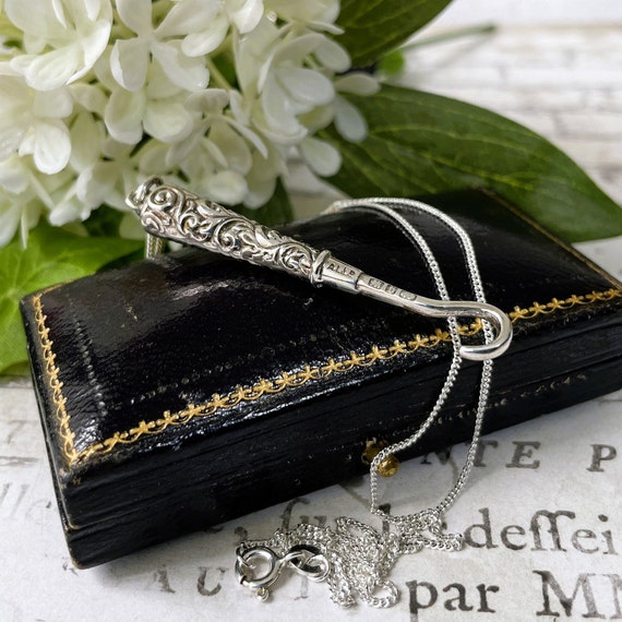 Victorian Sterling Silver Button Hook Pendant: An… - image 2