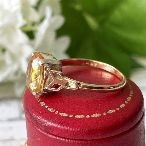 Antique Art Deco 9ct Gold Scottish Citrine Solita… - image 3