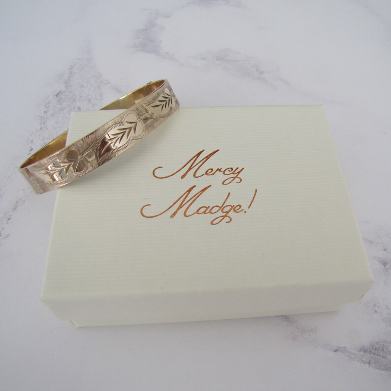 Antique 9ct Gold Engraved Bangle Edwardian Rolled Gold Bracelet Gold Filled Hinged Bracelet. Art Nouveau Engraved Ferns Bangle