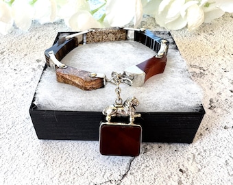 Victorian Scottish Agate Sterling Silver Bracelet: Lion Fob Charm, 1890 Hallmarks