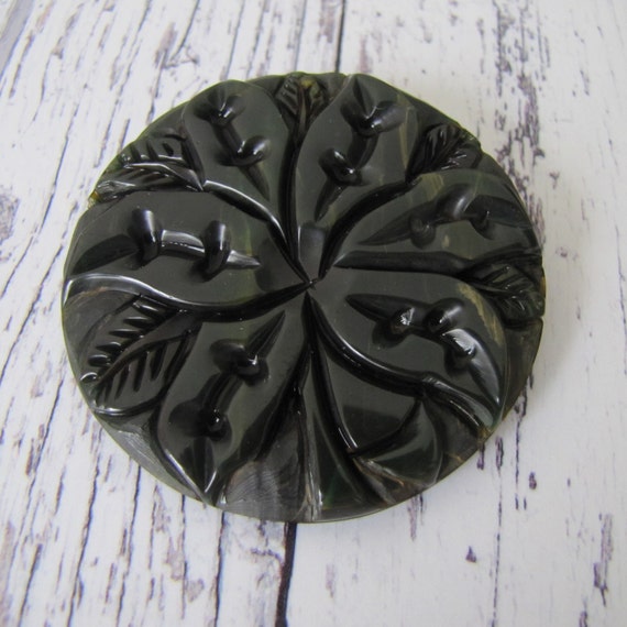 Huge 1930s Deep Carved Bakelite Flower Brooch. Vi… - image 3